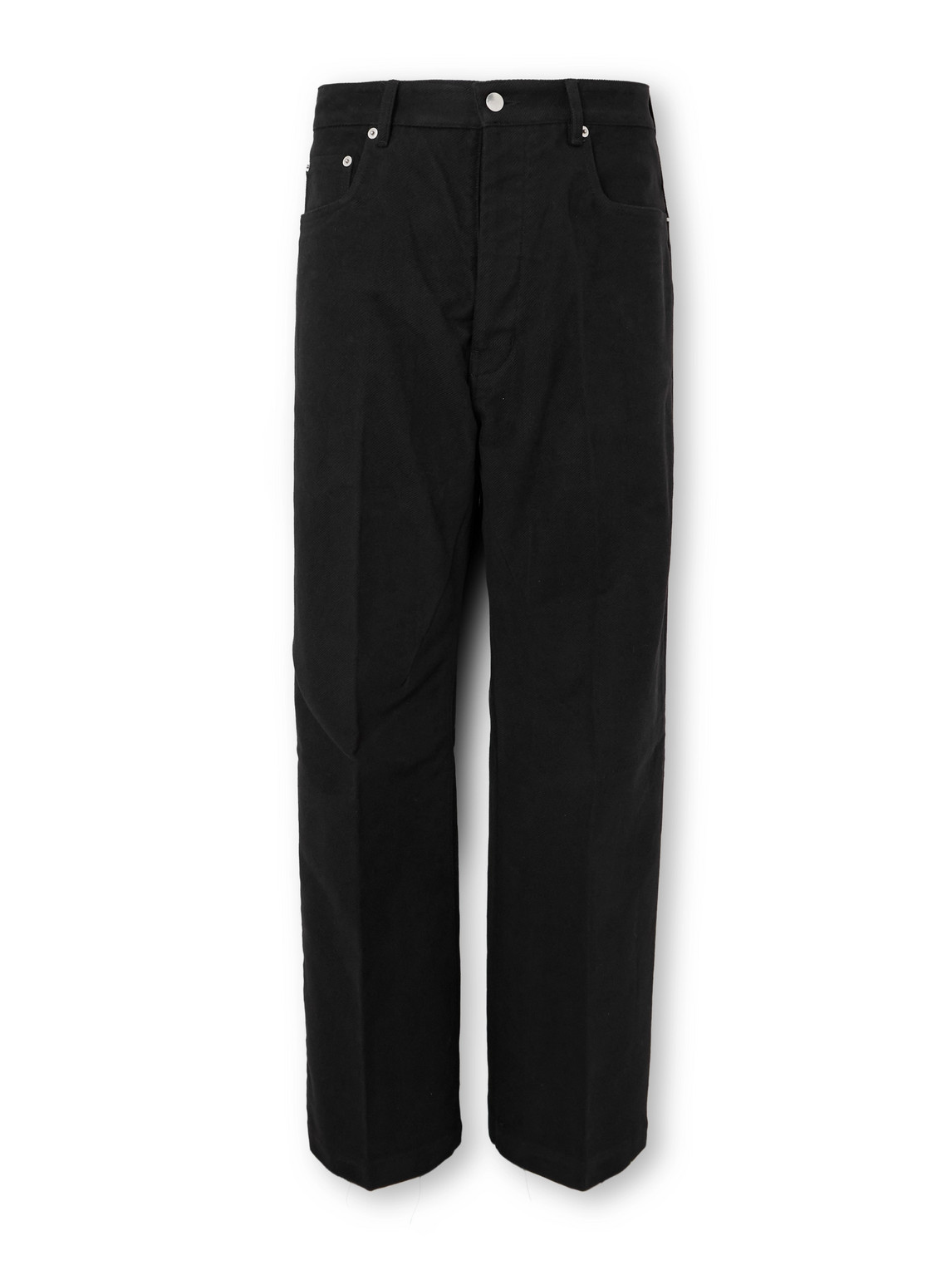 Rick Owens Geth Wide-leg Brushed Organic Cotton-twill Trousers In Black