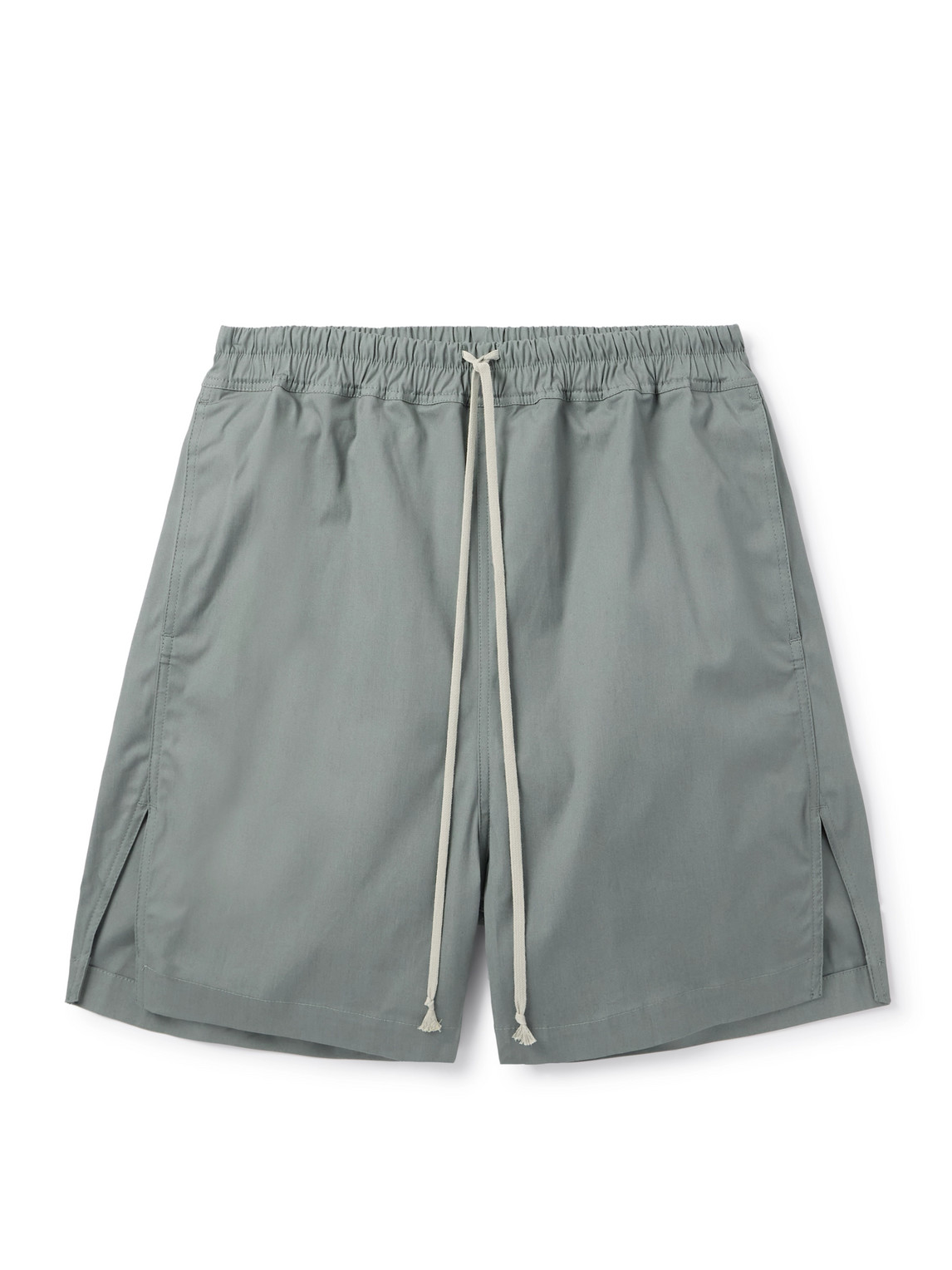 Rick Owens Straight-leg Cotton-blend Poplin Drawstring Shorts In Gray
