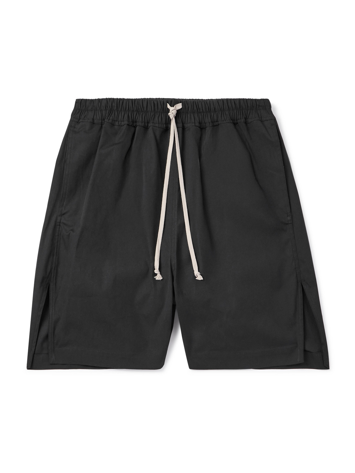 Rick Owens Straight-leg Stretch-cotton Poplin Drawstring Shorts In Black