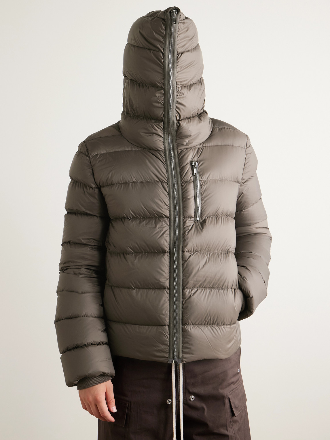 Rick Owens Slim-fit Quilted Shell Down Hooded Jacket In Brown