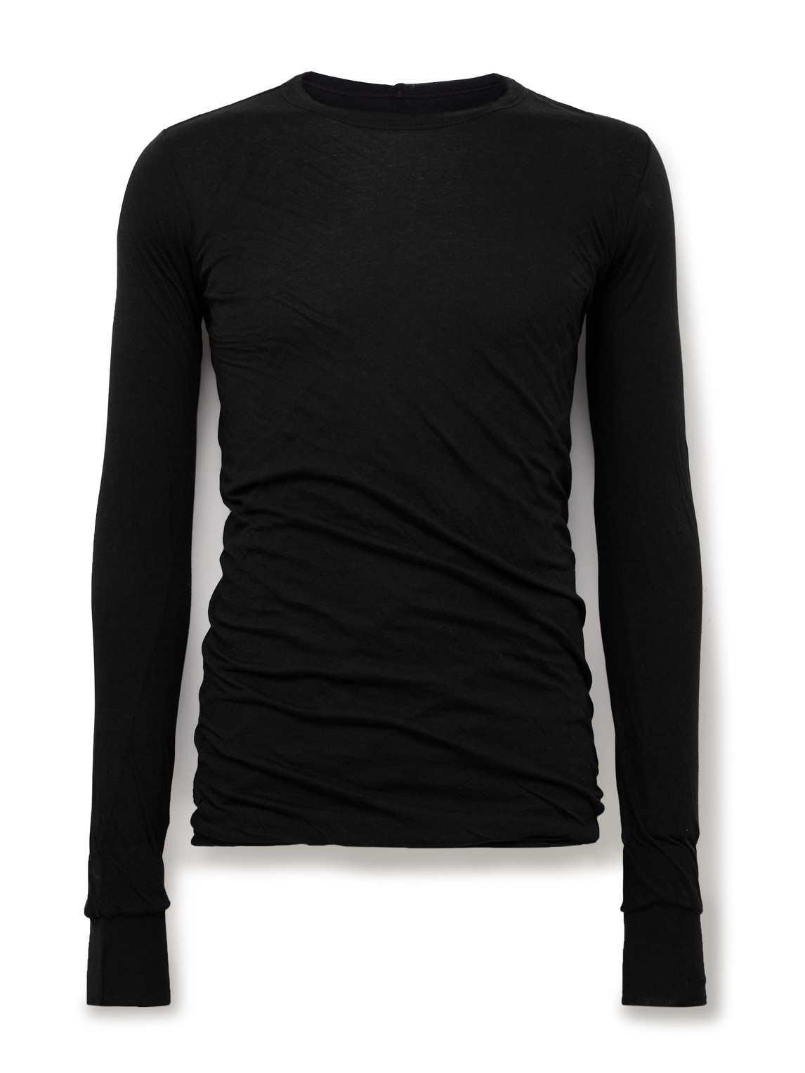Rick Owens Forever Rib Ls T In Mini Rib Jersey In Black
