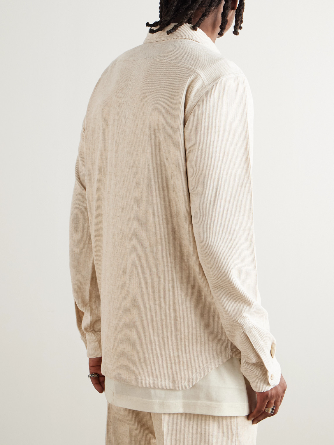 Rick Owens Cotton And Linen-blend Corduroy Shirt In White