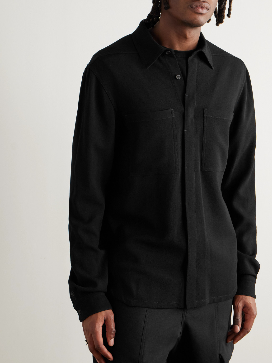 Rick Owens Wool-crepe Shirt In Black