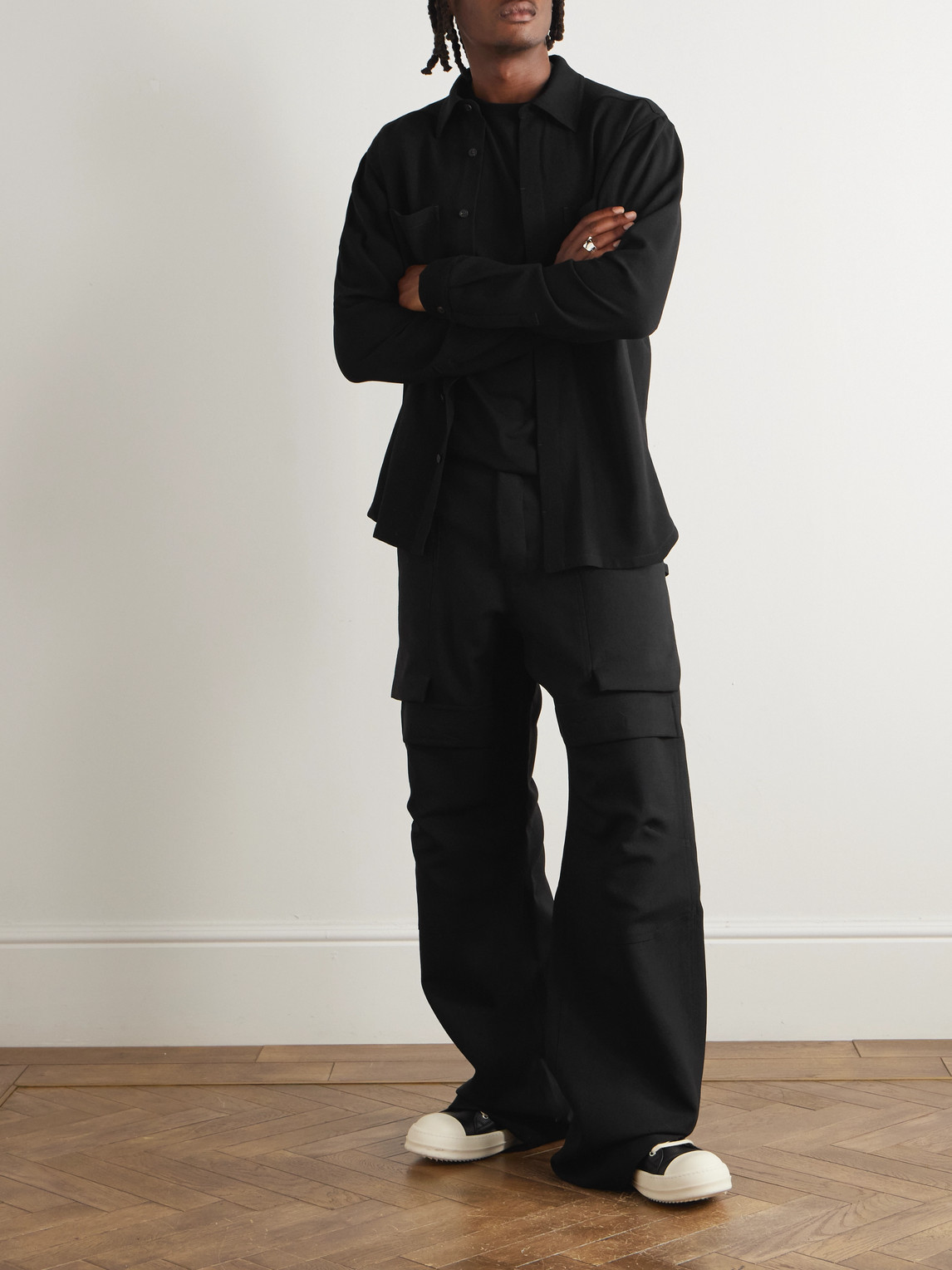 Rick Owens Wool-crepe Shirt In Black