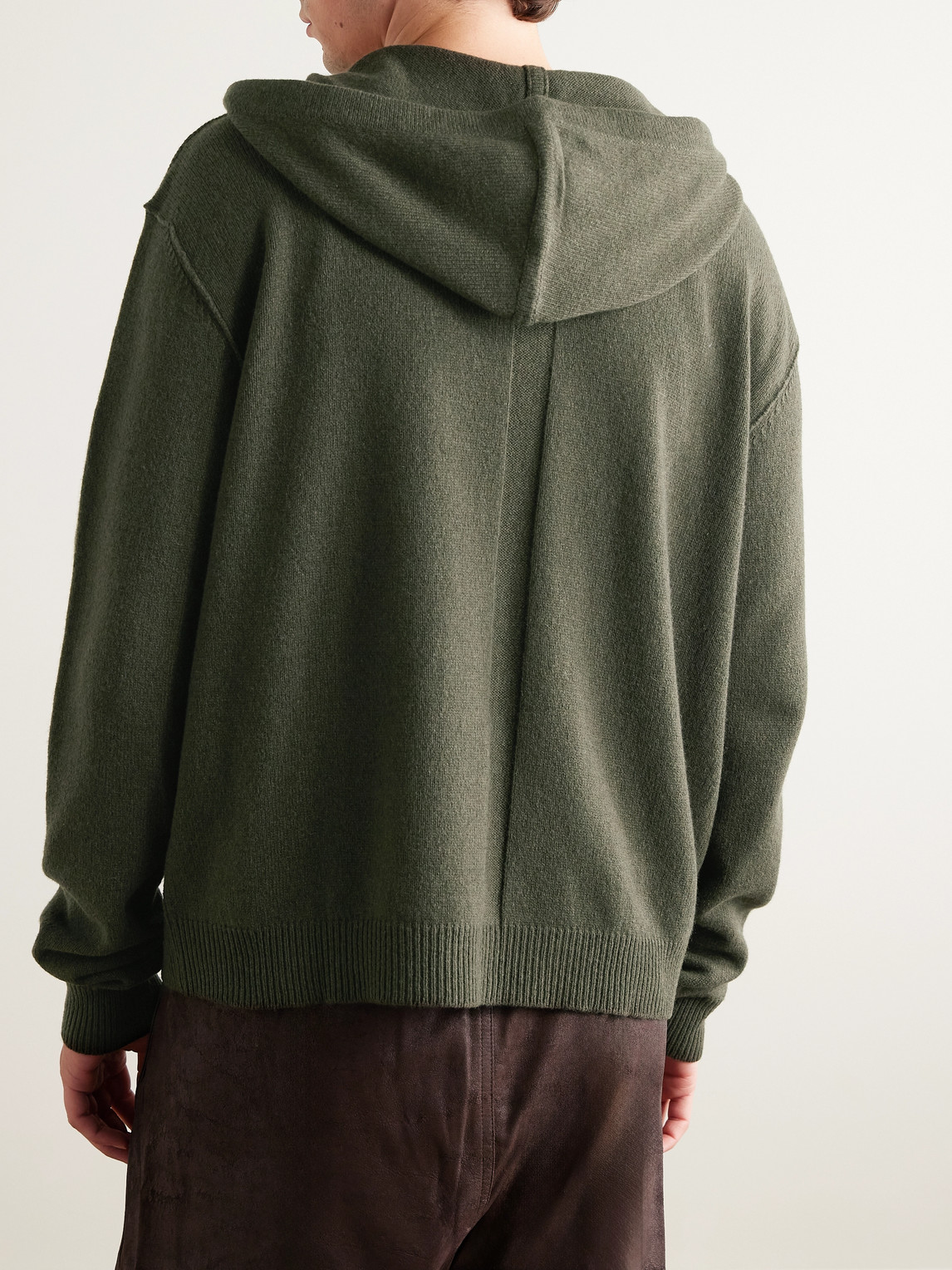 Rick Owens Boiled Cashmere And Wool-blend Zip-up Hoodie In Green