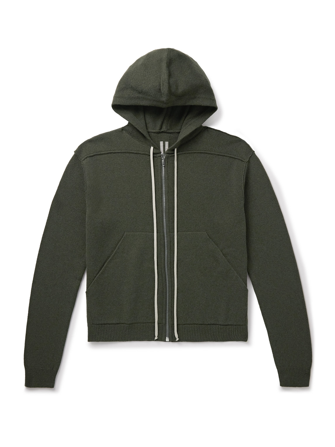 Rick Owens Boiled Cashmere And Wool-blend Zip-up Hoodie In Green