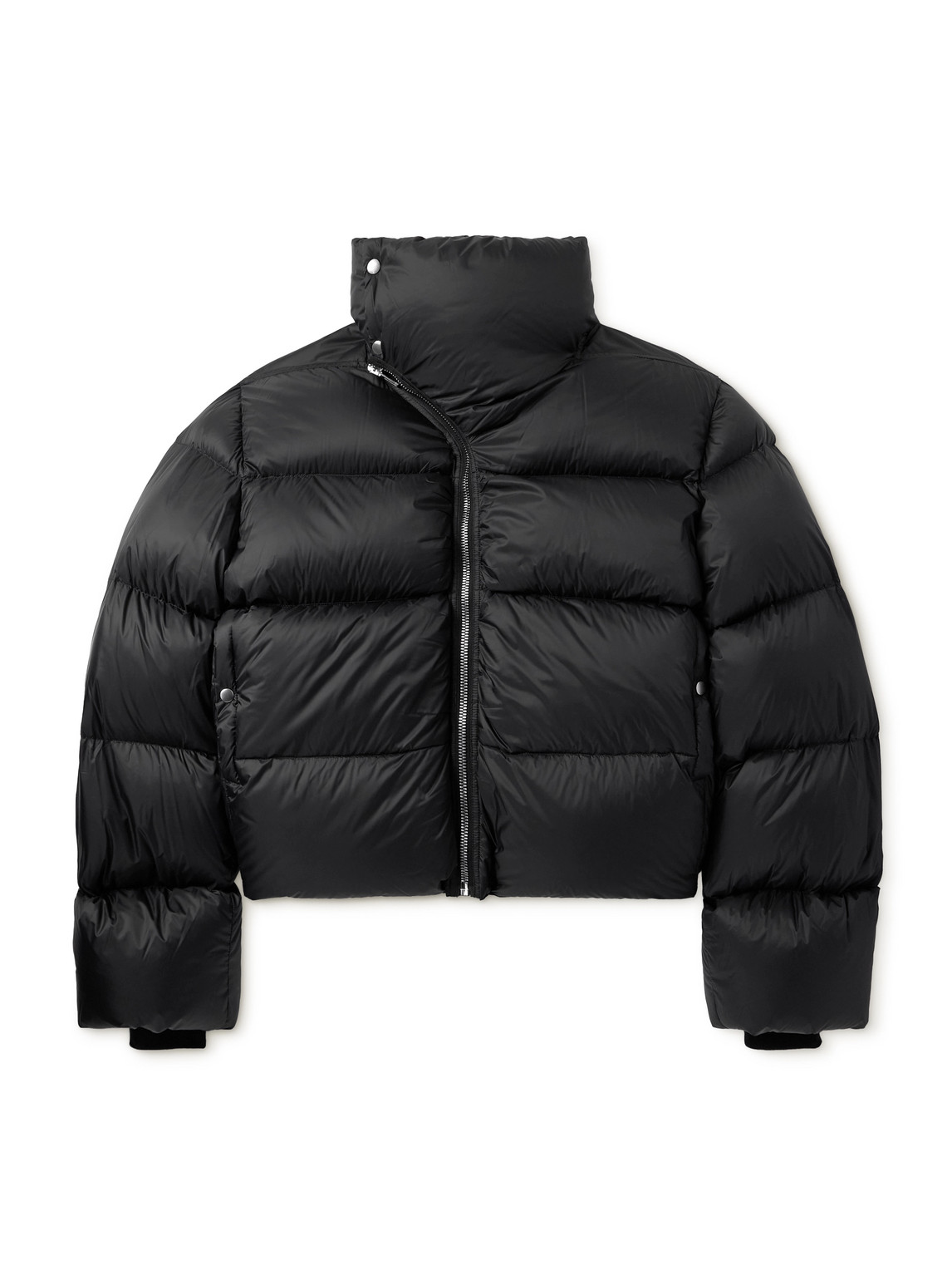 Rick Owens Turtle Cropped Quilted Recycled Shell Down Jacket In Black