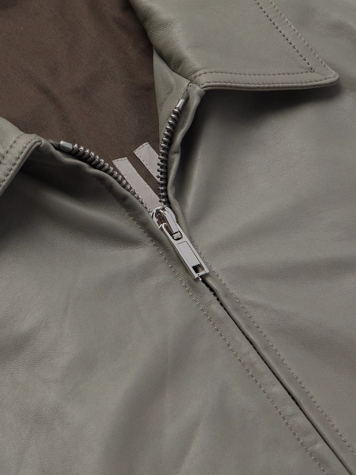 Rick Owens Alice Brad Slim-fit Waxed-leather Jacket In Gray