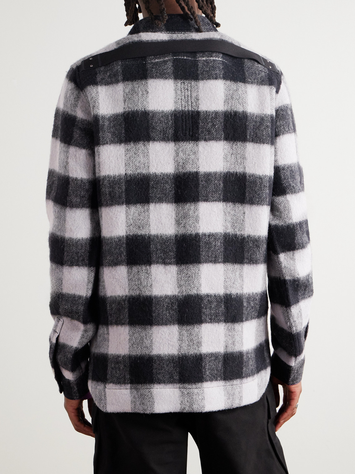 Rick Owens Checked Brushed-wool Overshirt In Black