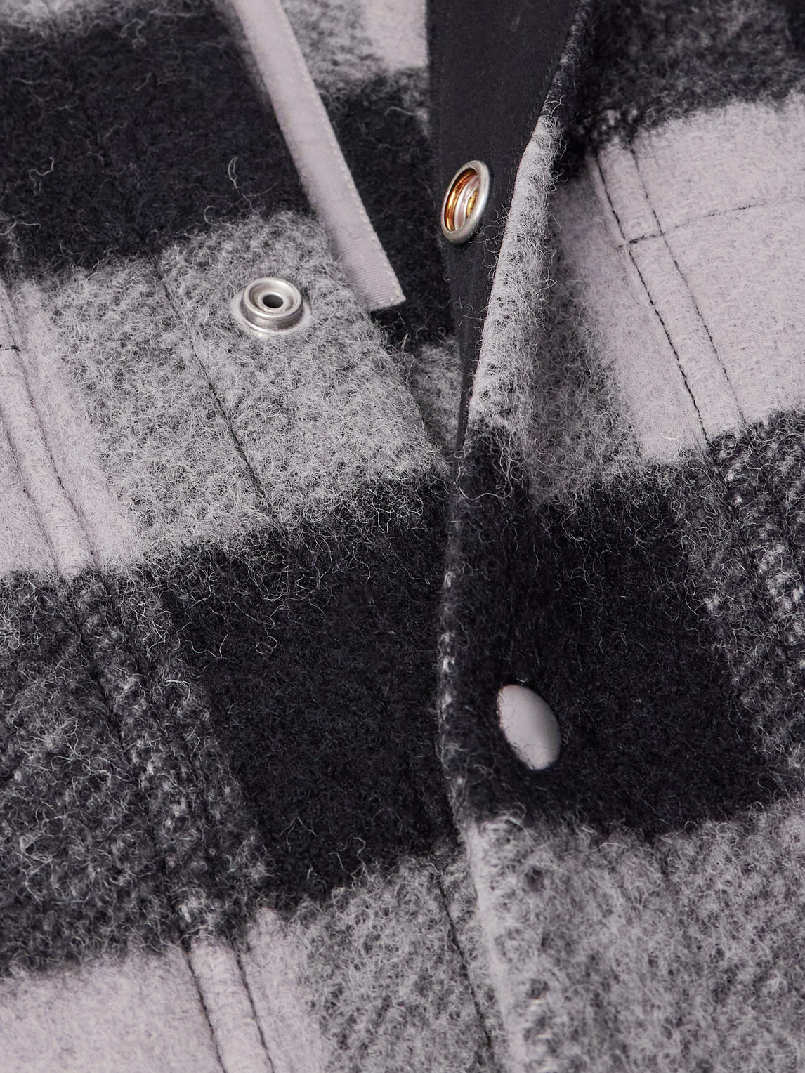 Rick Owens Checked Brushed-wool Overshirt In Black