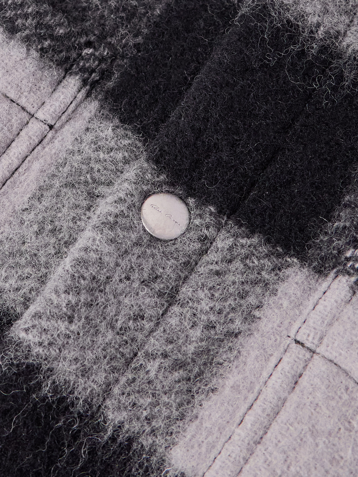Rick Owens Checked Brushed-wool Overshirt In Black