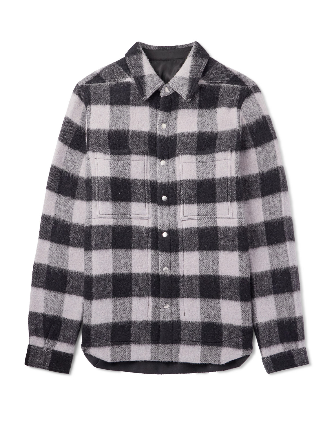 Rick Owens Checked Brushed-wool Overshirt In Black