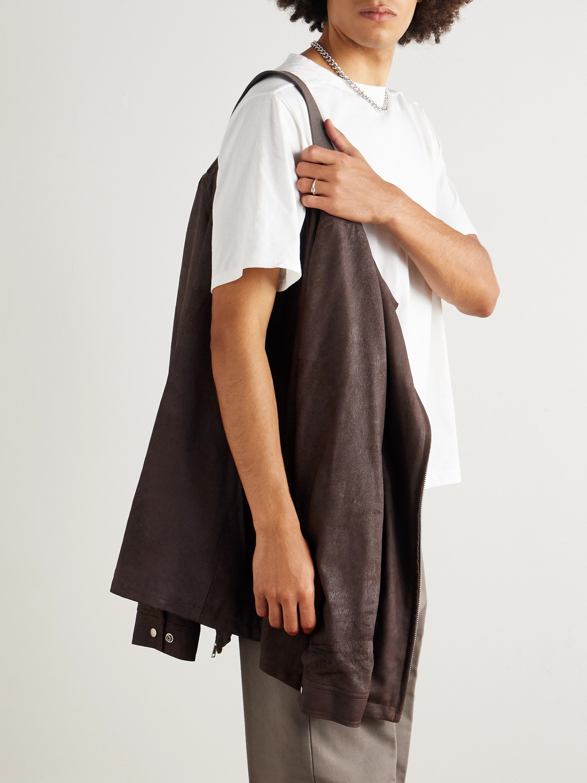 Rick Owens Brad Suede Jacket In Brown