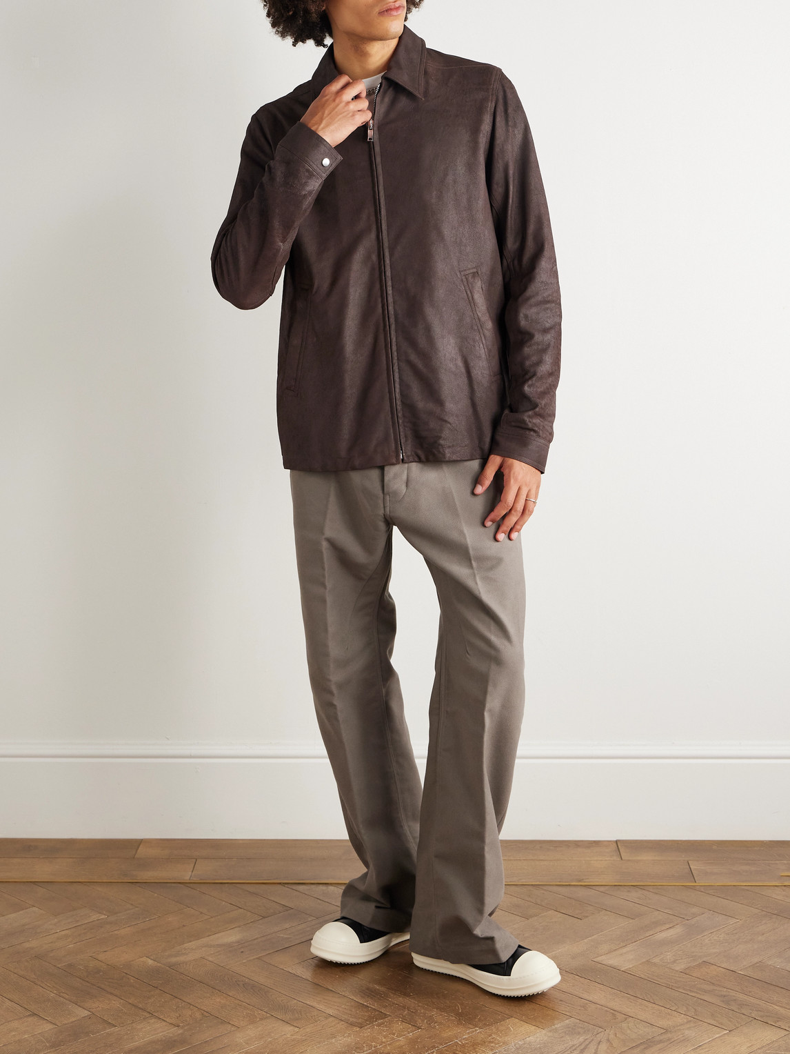 Rick Owens Brad Suede Jacket In Brown