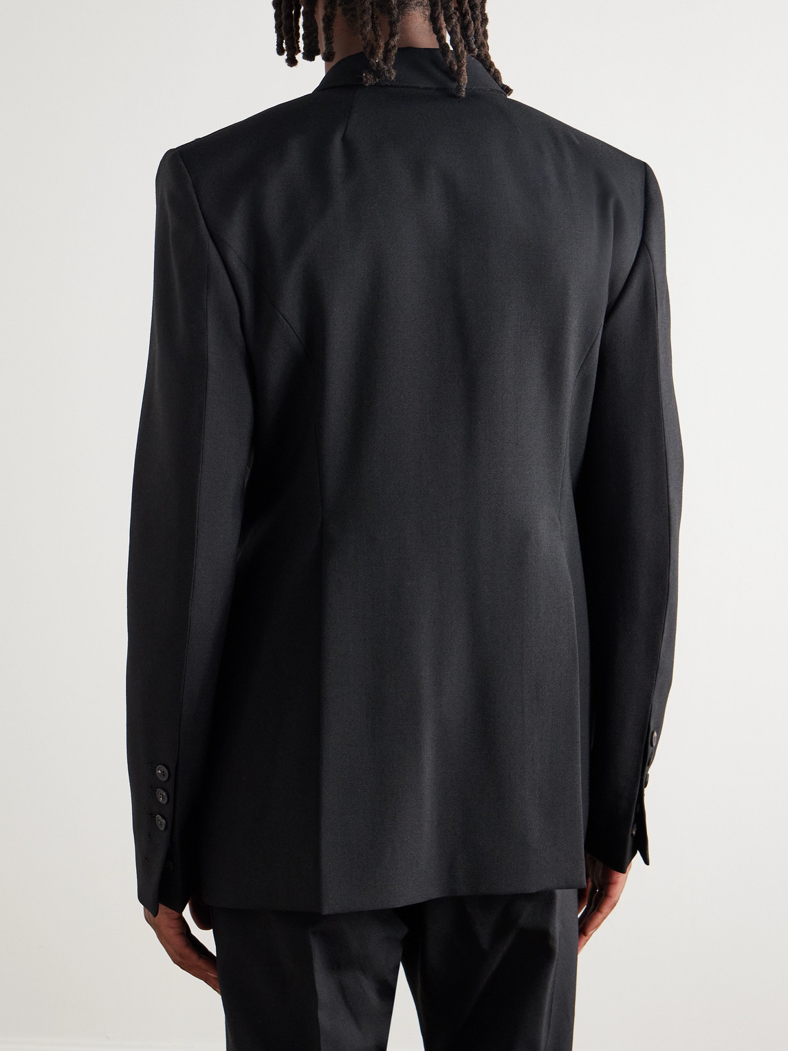 Rick Owens Fogpocket Studded Grain De Poudre Virgin Wool Blazer In Black