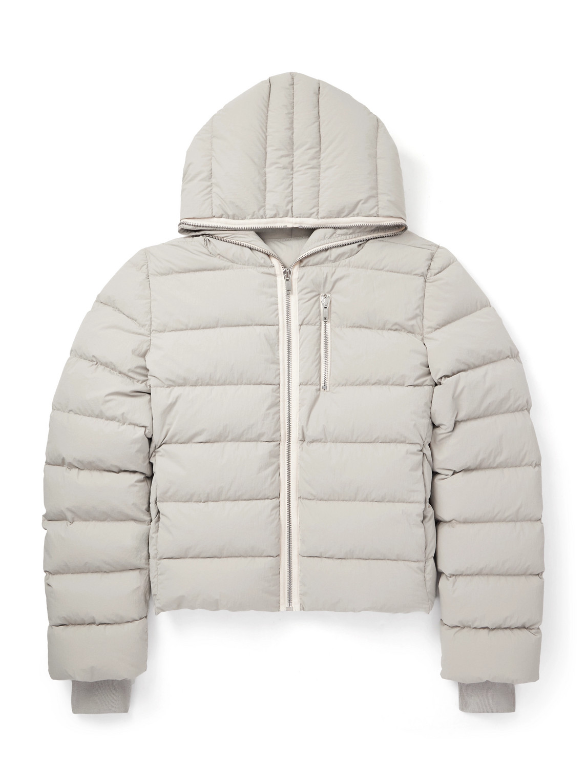 Rick Owens Quilted Shell Hooded Down Jacket In Gray