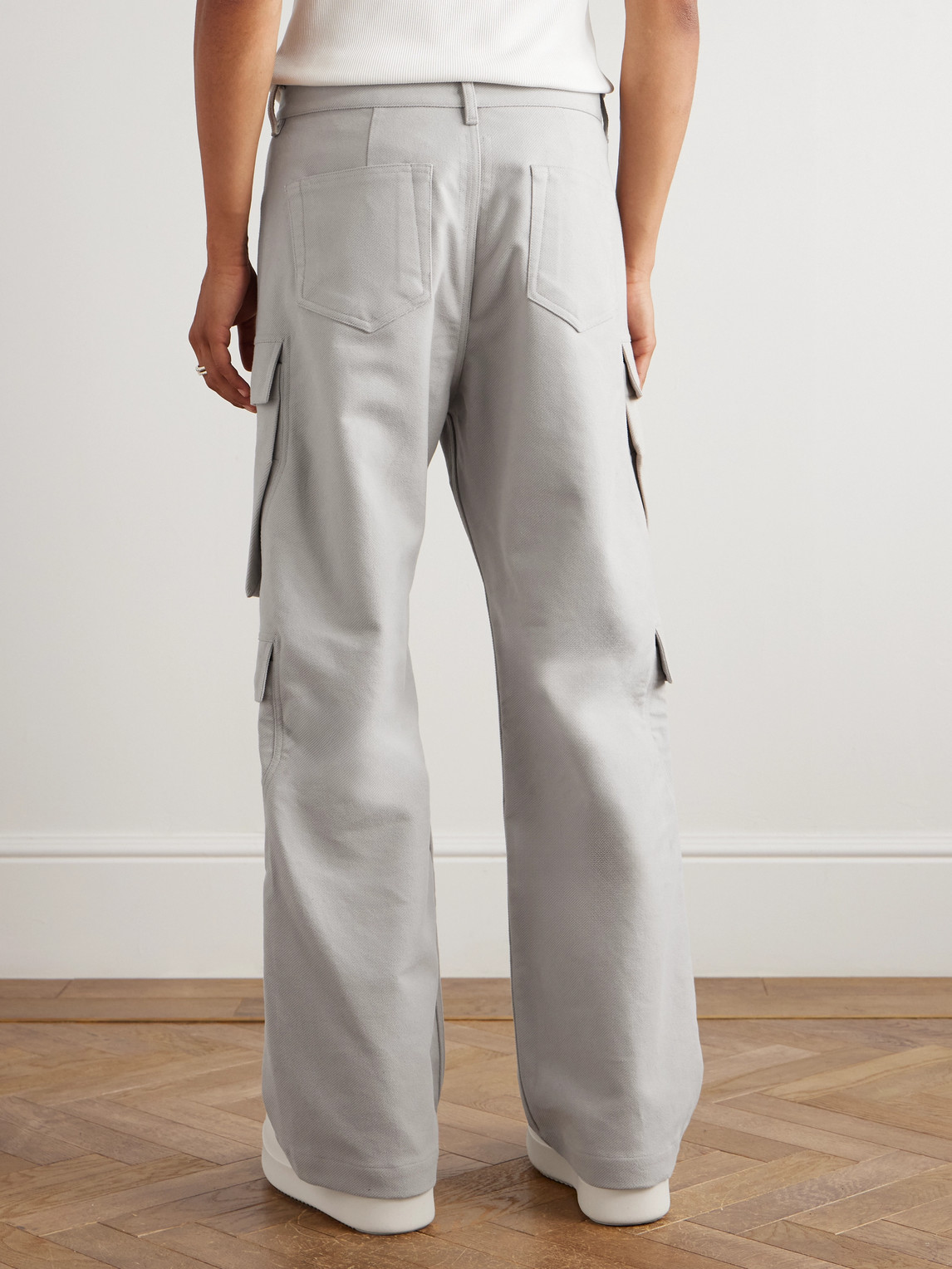 Rick Owens Wide-leg Cotton-twill Cargo Trousers In White