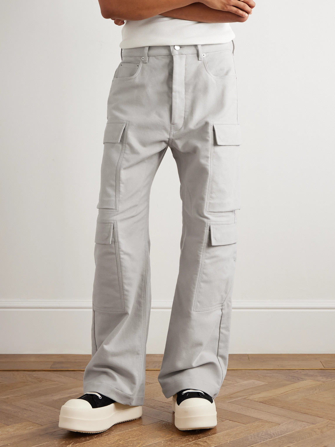 Rick Owens Wide-leg Cotton-twill Cargo Trousers In White