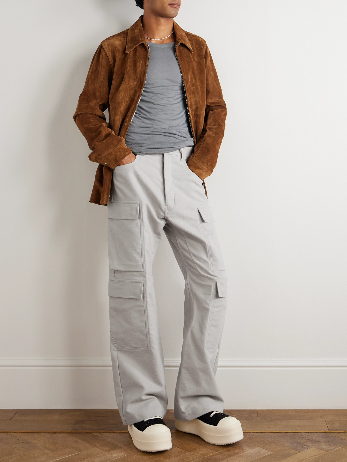 Rick Owens Wide-leg Cotton-twill Cargo Trousers In White