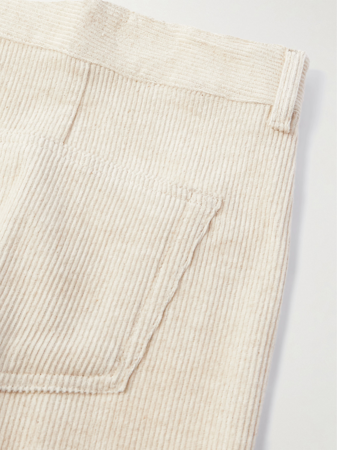 Rick Owens Geth Wide-leg Cotton And Linen-blend Corduroy Trousers In White