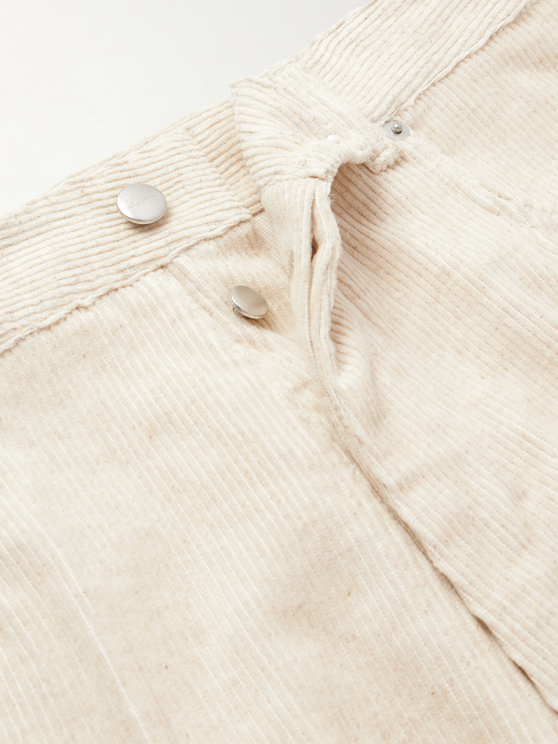 Rick Owens Geth Wide-leg Cotton And Linen-blend Corduroy Trousers In White