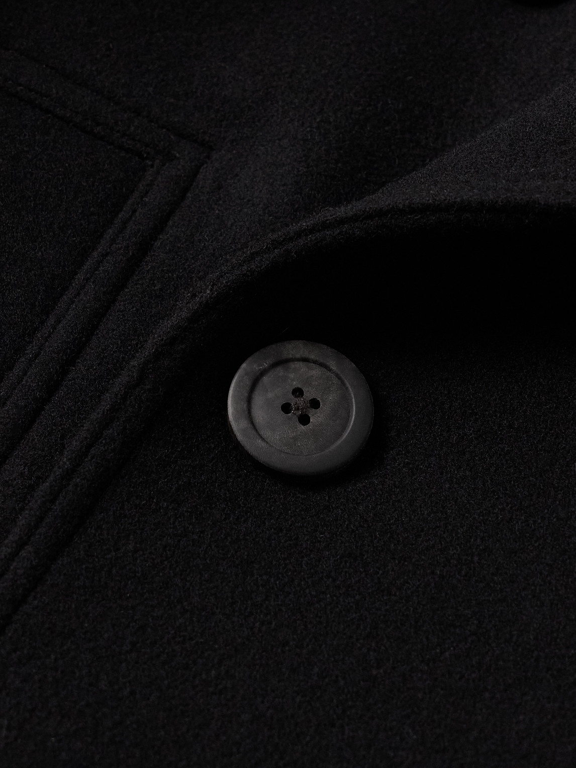 Rick Owens Officer Double-breasted Melton Virgin Wool Coat In Black