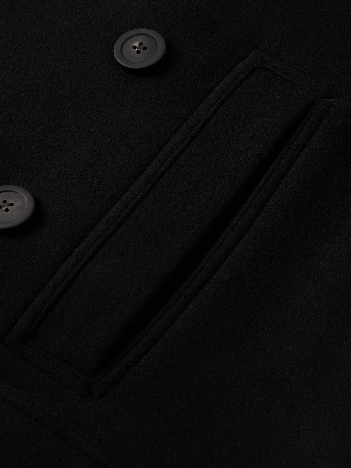 Rick Owens Officer Double-breasted Melton Virgin Wool Coat In Black