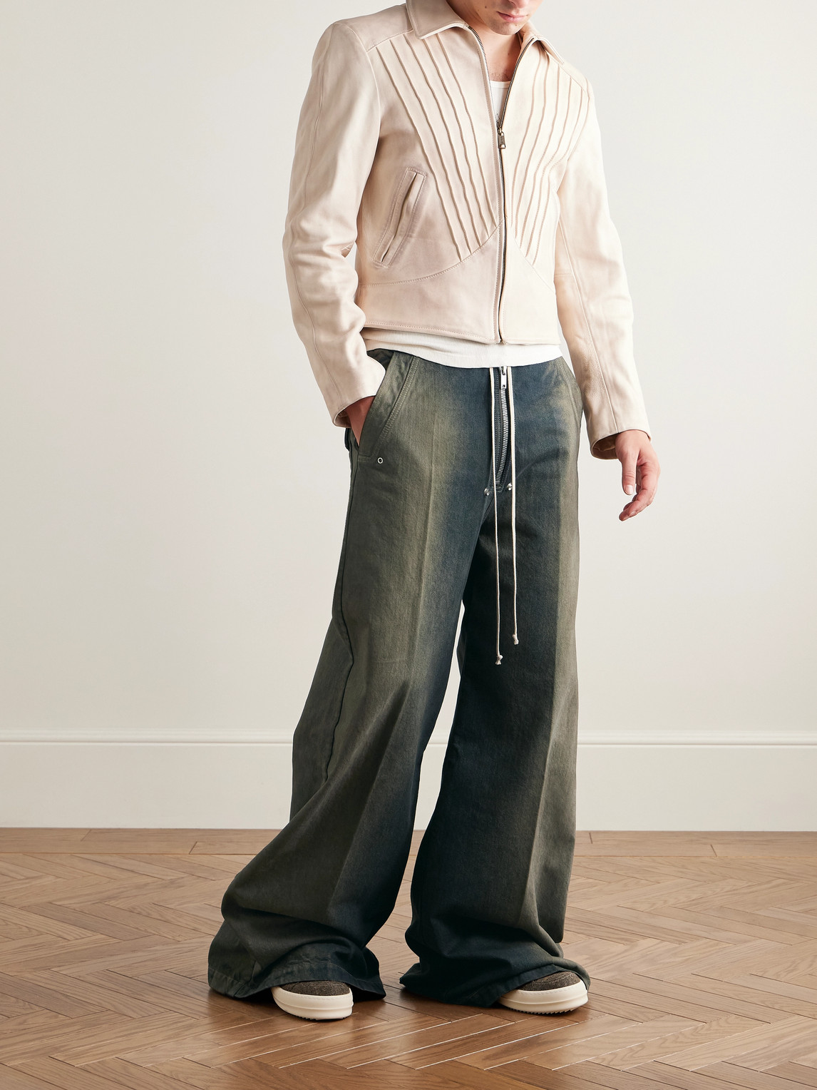 Rick Owens Bela Wide-leg Drawstring Jeans In Blue