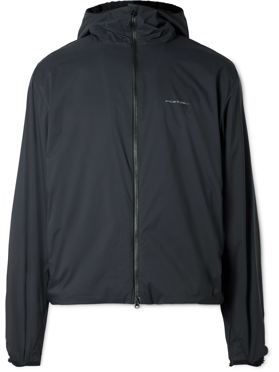 Portal Level Alpha Logo-print Fleece-trimmed Recycled-shell Jacket In Black
