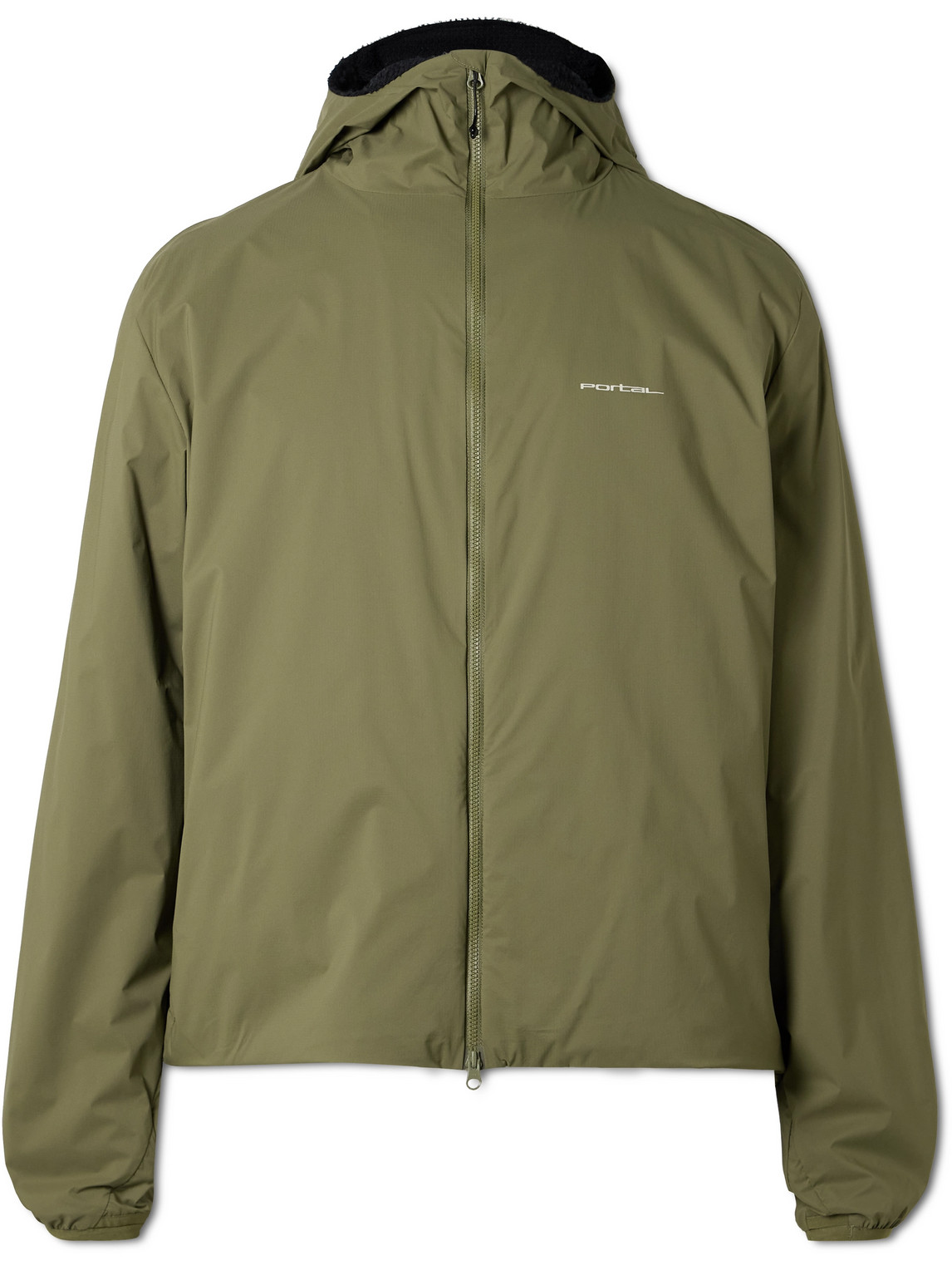 Level Alpha Logo-Print Fleece-Trimmed Recycled-Shell Jacket