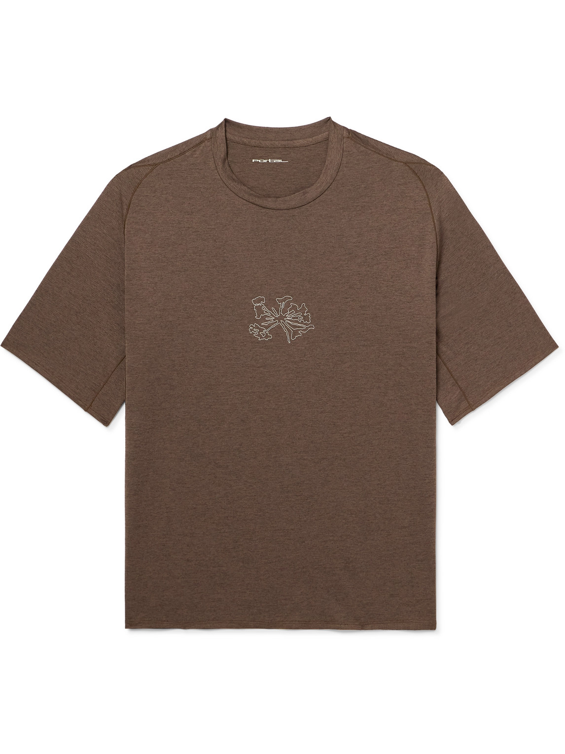 Portal Lateral Peak Logo-print Recycled-jersey T-shirt In Brown