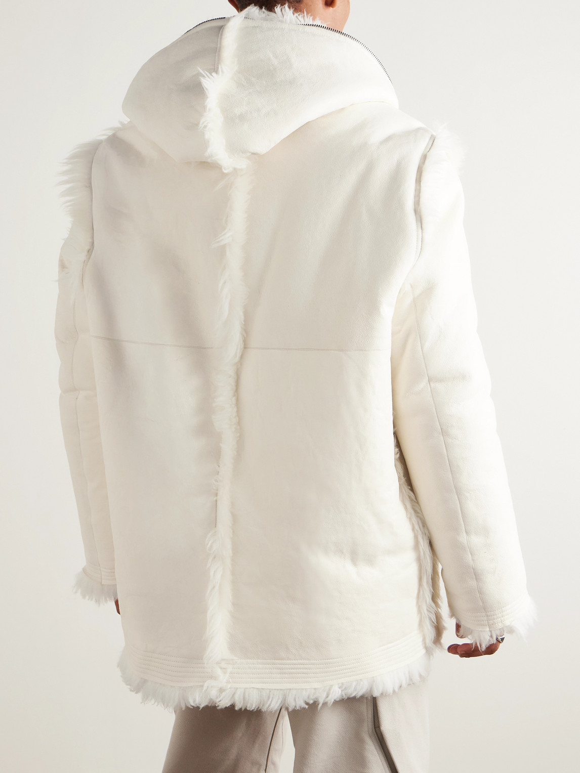 Rick Owens Shearling Jacket In White