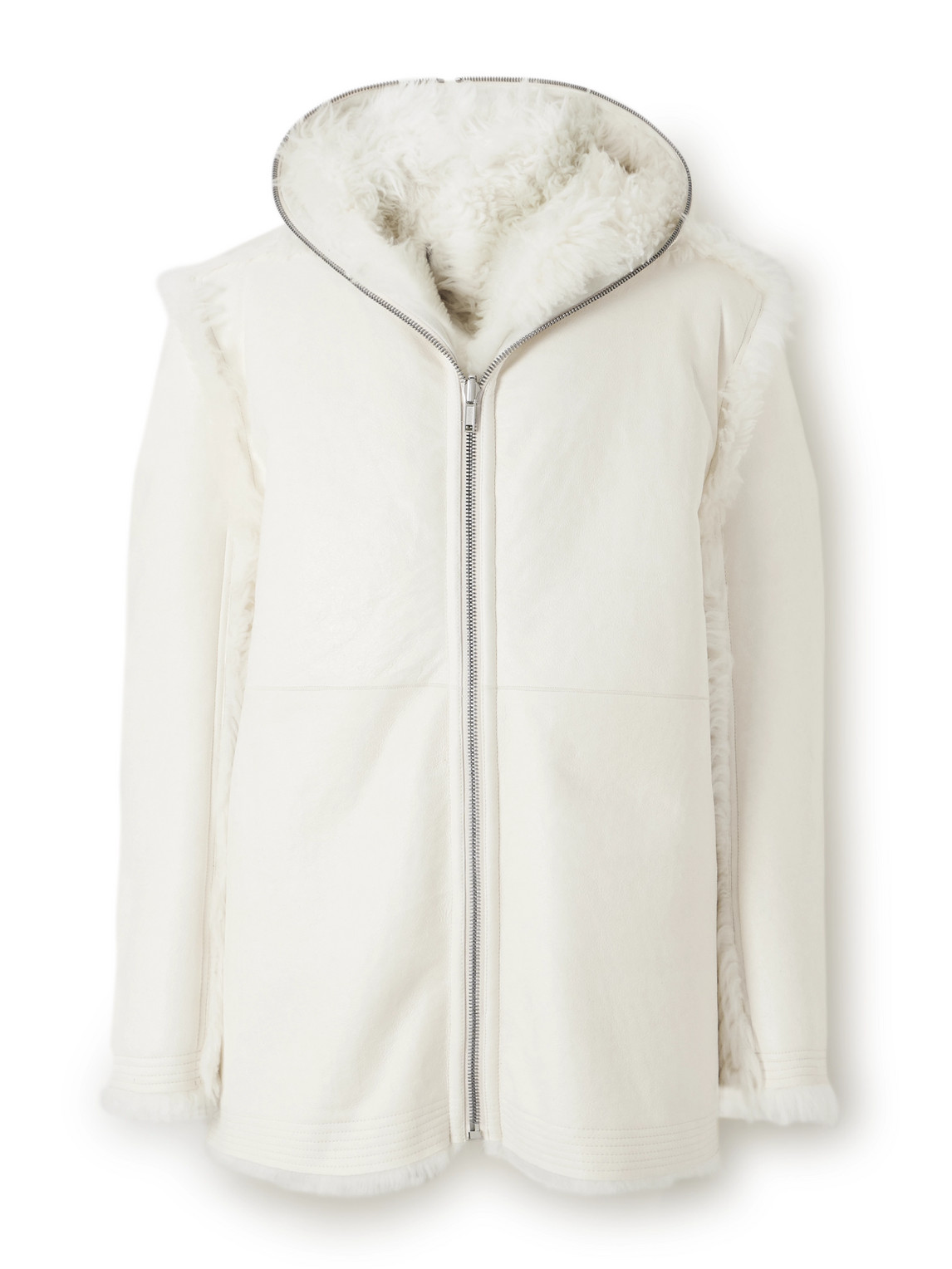 Rick Owens Shearling Jacket In White