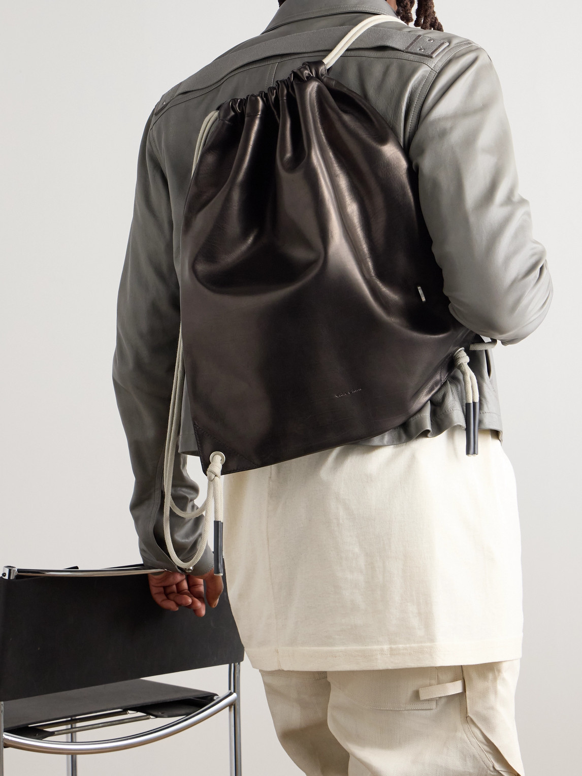Rick Owens Embellished Leather Drawstring Backpack