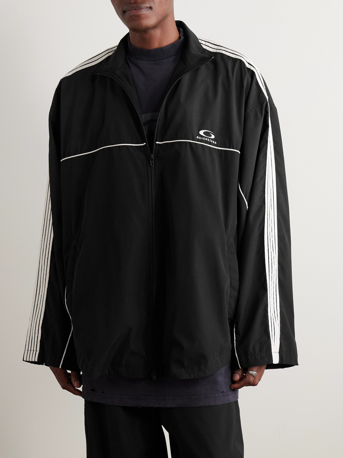Balenciaga - Oversized Striped Logo-Embroidered Recycled-Shell