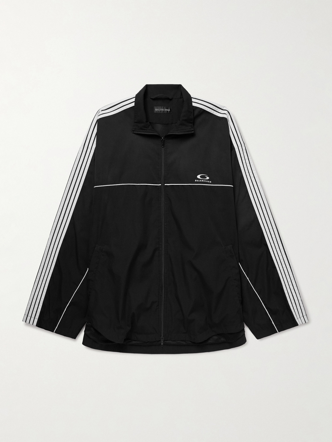 Balenciaga Oversized Striped Logo-Embroidered Recycled-Shell Track Jacket - Men