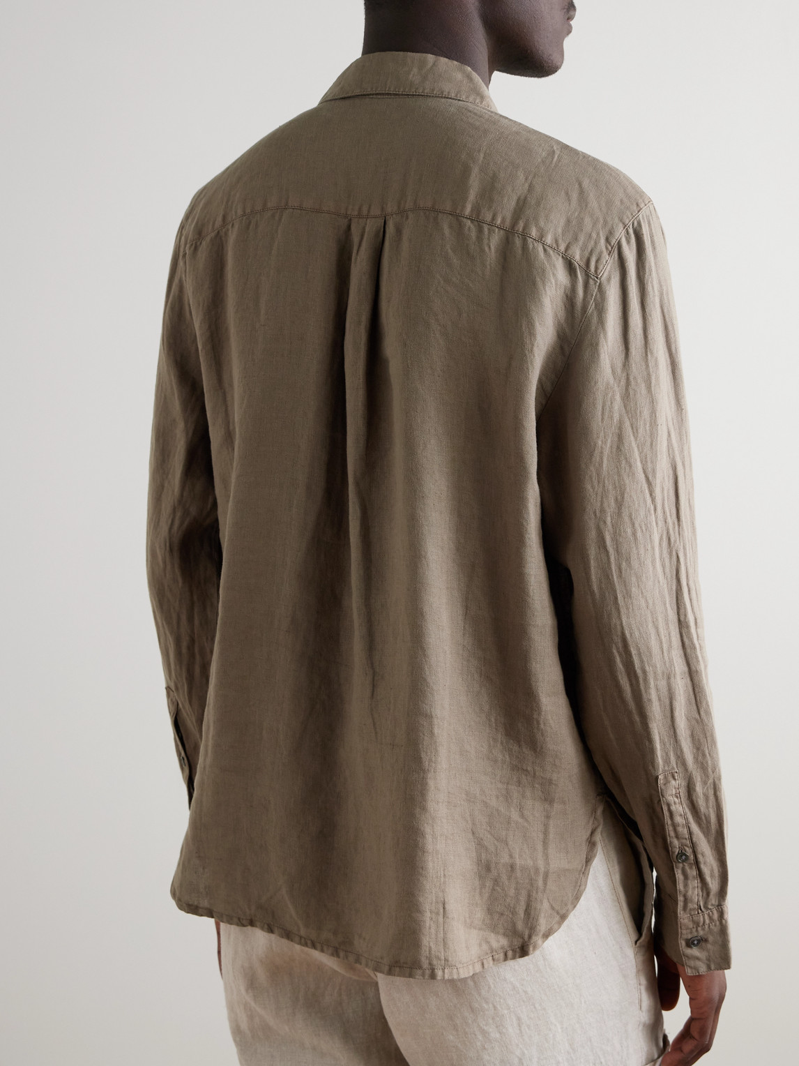Shop James Perse Garment-dyed Linen Shirt In Neutrals