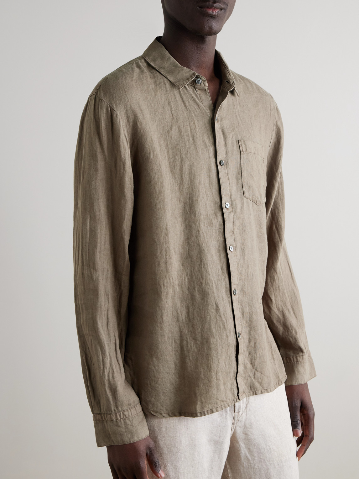 Shop James Perse Garment-dyed Linen Shirt In Neutrals