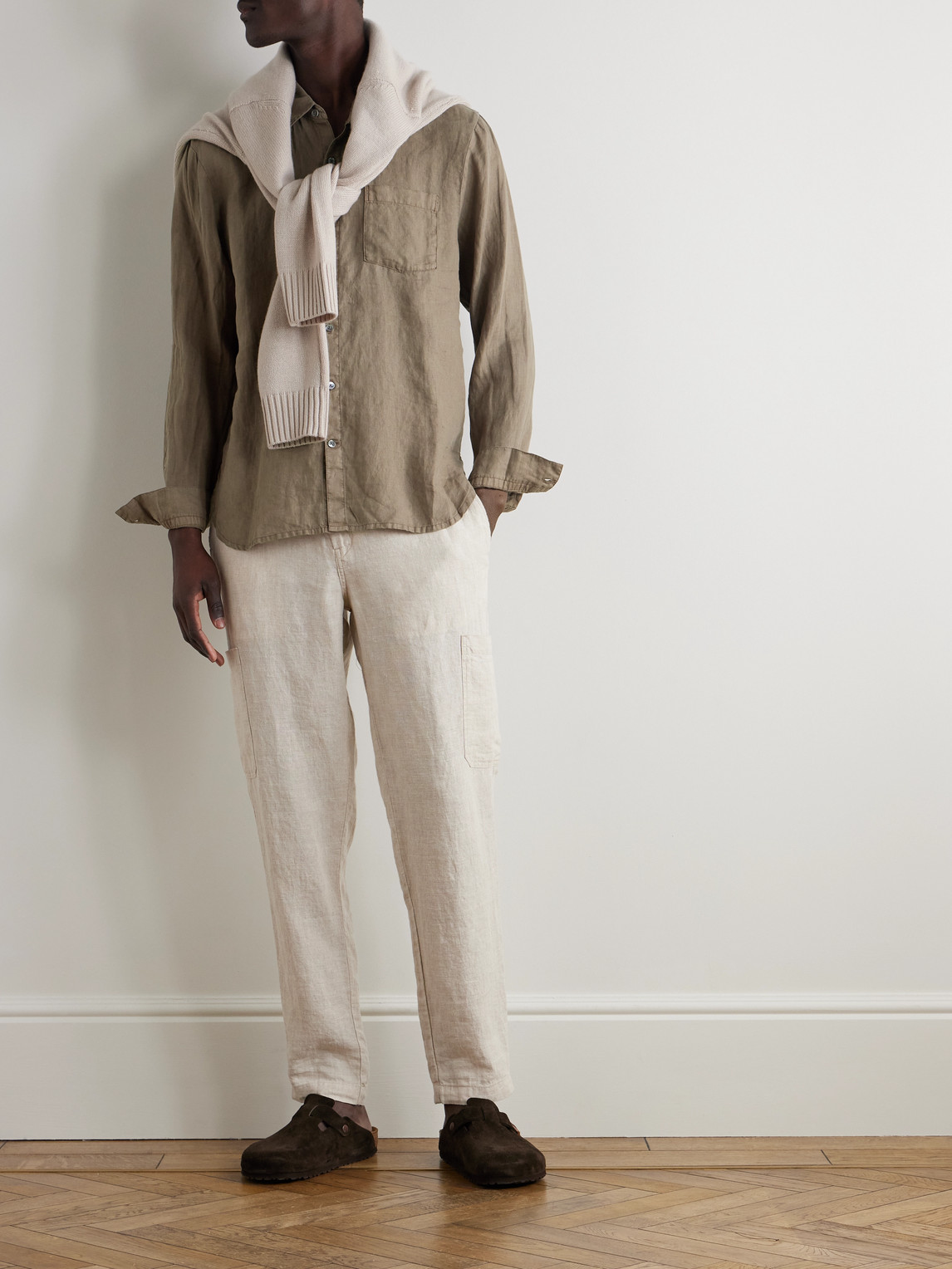 Shop James Perse Garment-dyed Linen Shirt In Neutrals