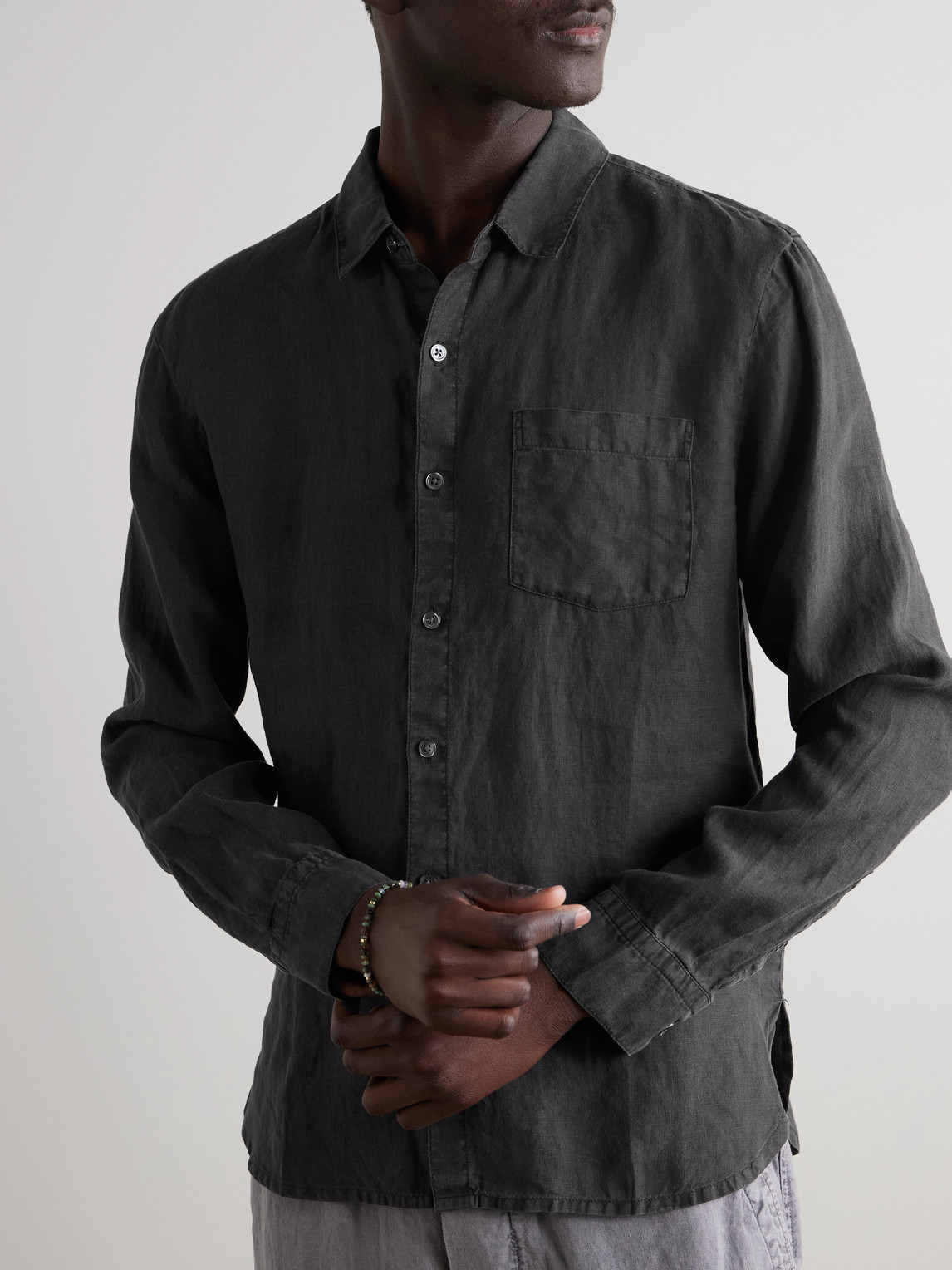 Shop James Perse Garment-dyed Linen Shirt In Gray