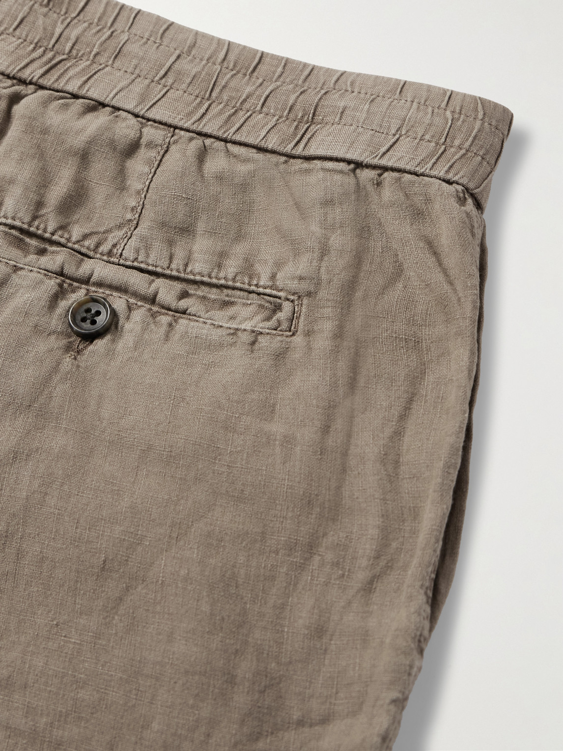 Shop James Perse Straight-leg Garment-dyed Linen Drawstring Trousers In Brown