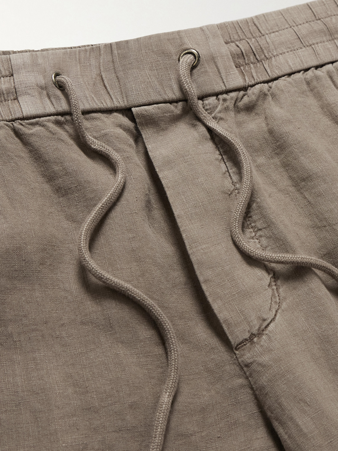 JAMES PERSE STRAIGHT-LEG GARMENT-DYED LINEN DRAWSTRING TROUSERS