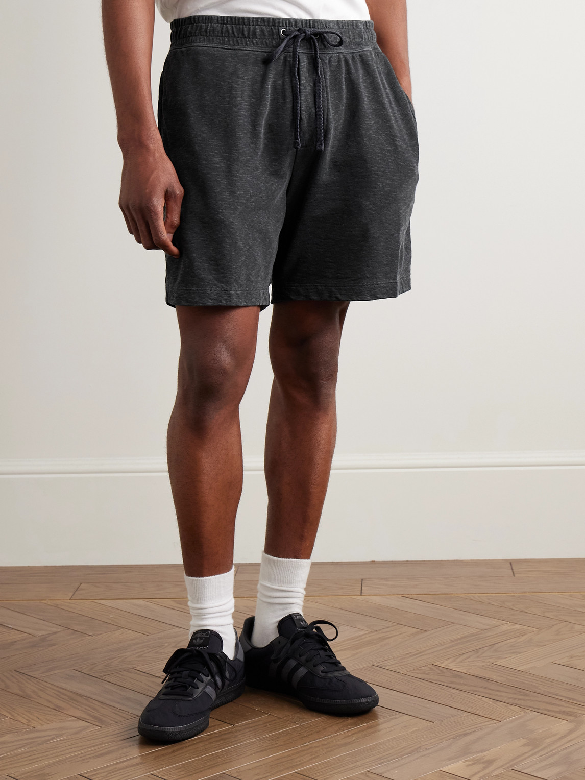 JAMES PERSE LOOPBACK COTTON-JERSEY DRAWSTRING SHORTS