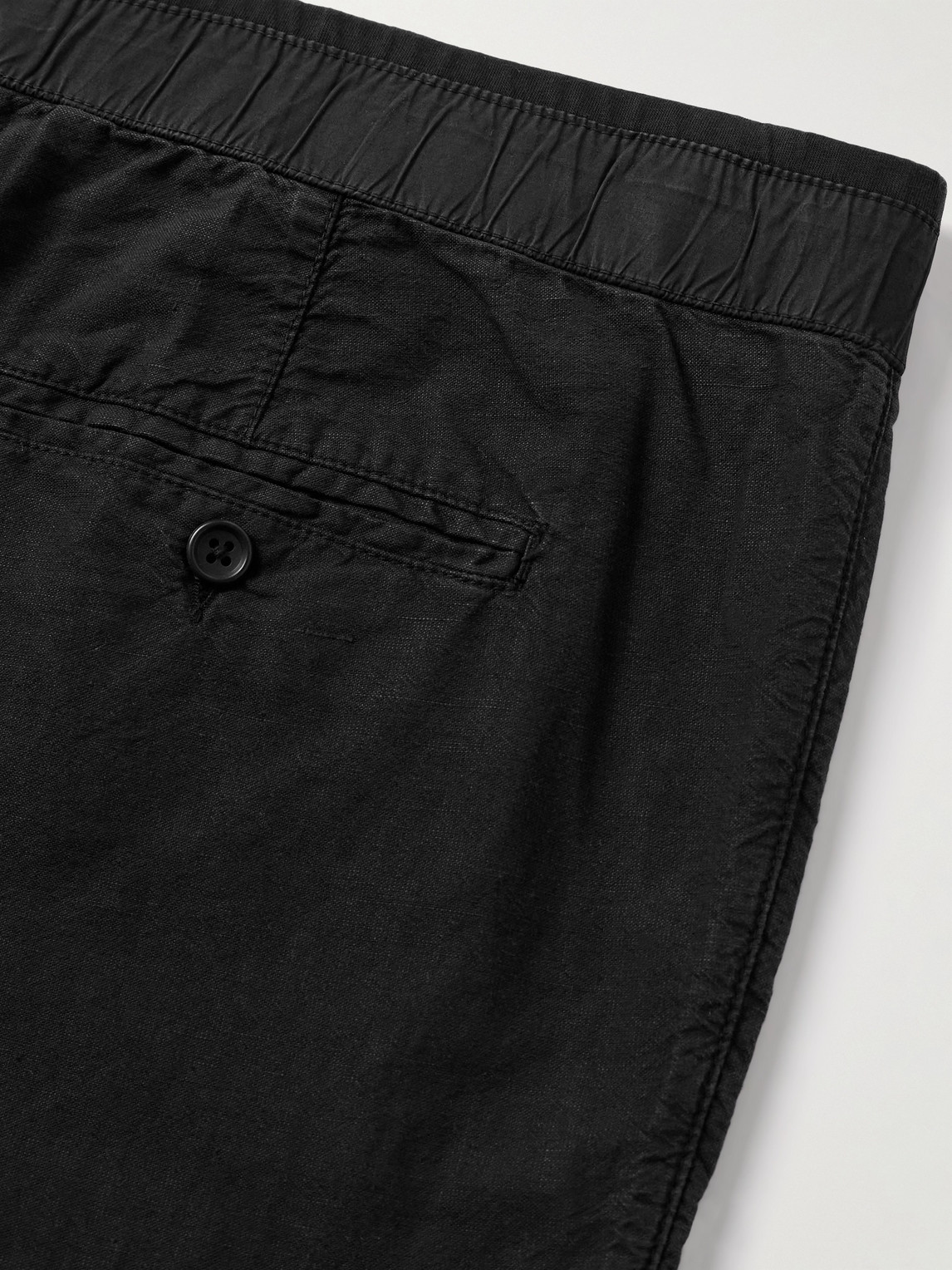 JAMES PERSE TAPERED GARMENT-DYED COTTON AND HEMP-BLEND TROUSERS 