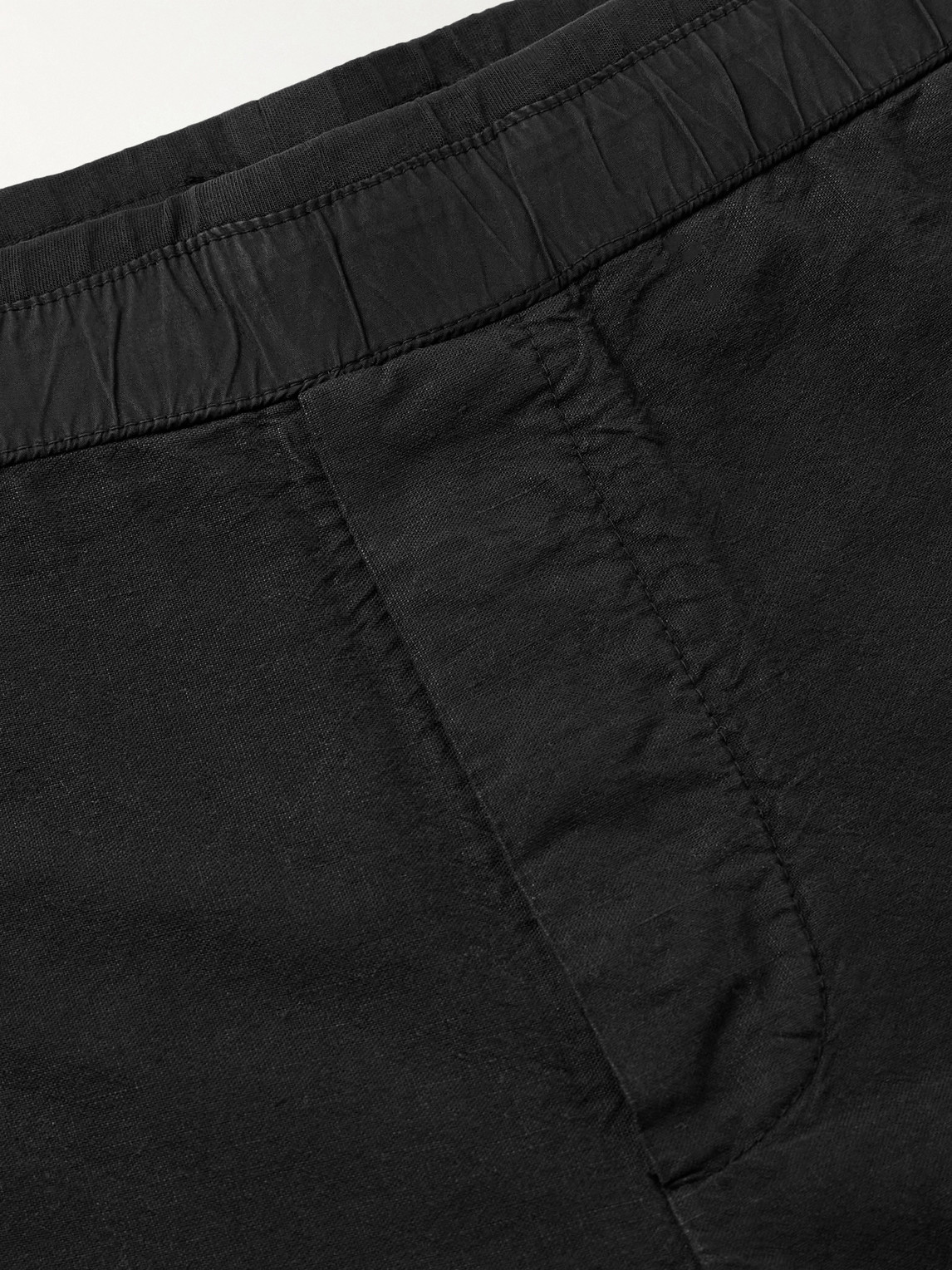 JAMES PERSE TAPERED GARMENT-DYED COTTON AND HEMP-BLEND TROUSERS 