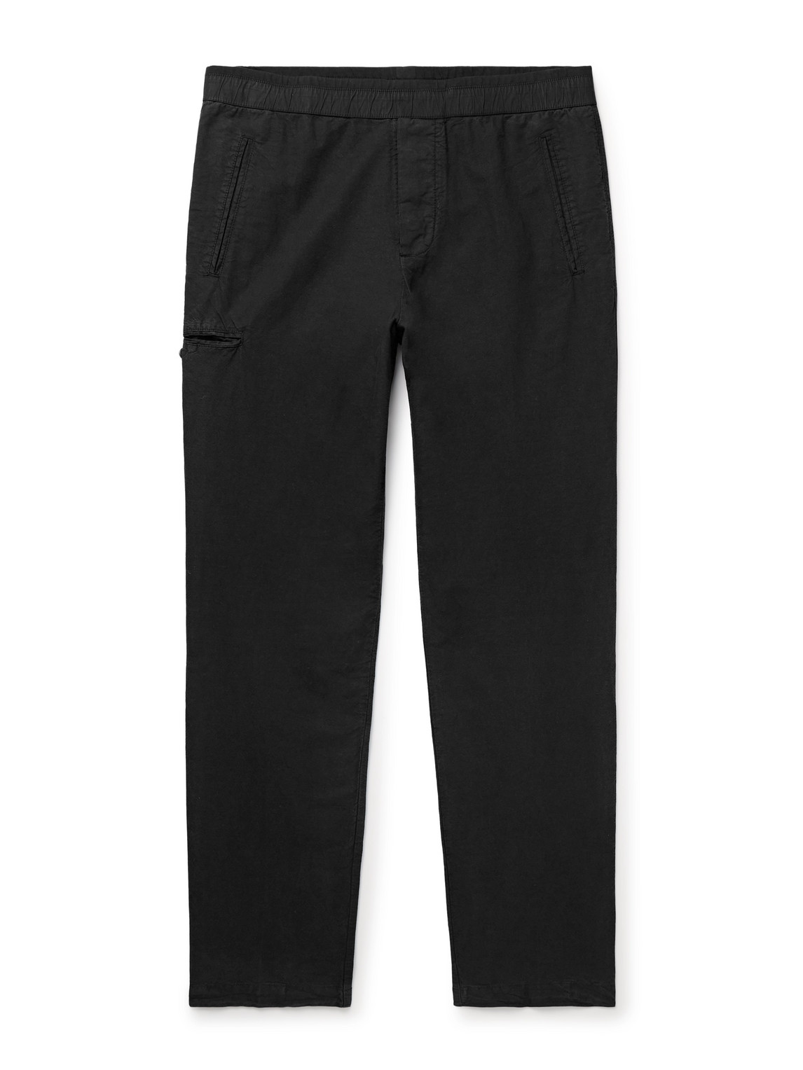 James Perse Tapered Garment-dyed Cotton And Hemp-blend Trousers In Black