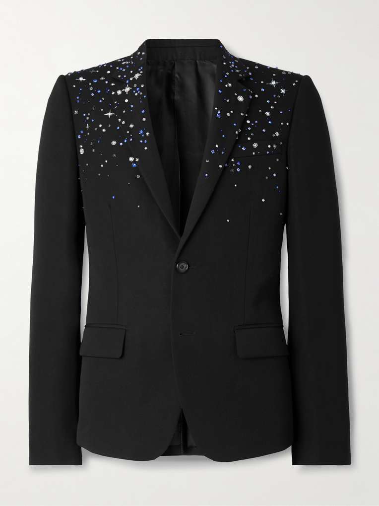 MCQUEEN Slim-Fit Crystal-Embellished Wool Blazer
