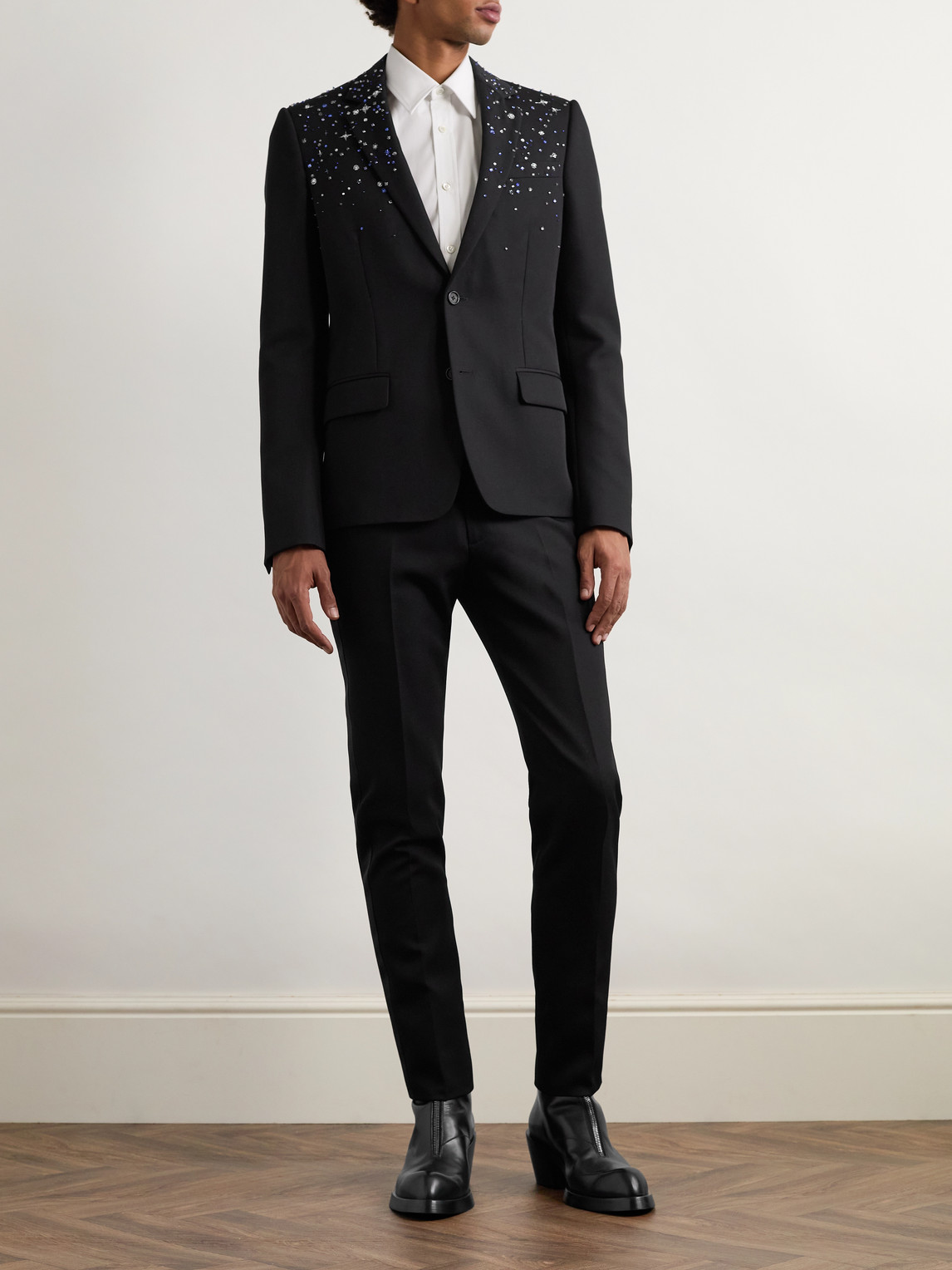 Alexander Mcqueen Slim-fit Crystal-embellished Wool Blazer