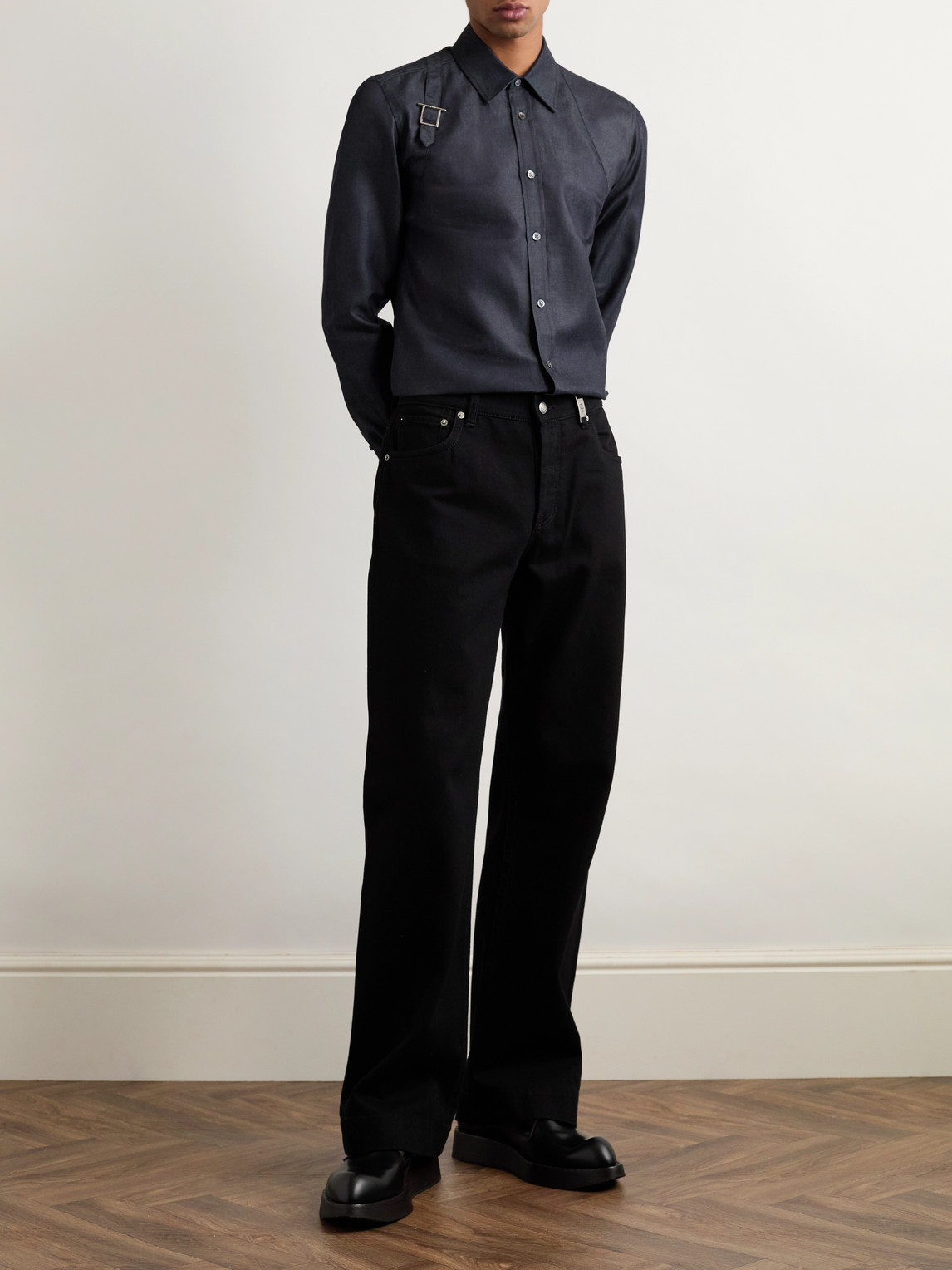 Alexander Mcqueen Alexander Mc Queen Harness Shirt With T Buckle In Black