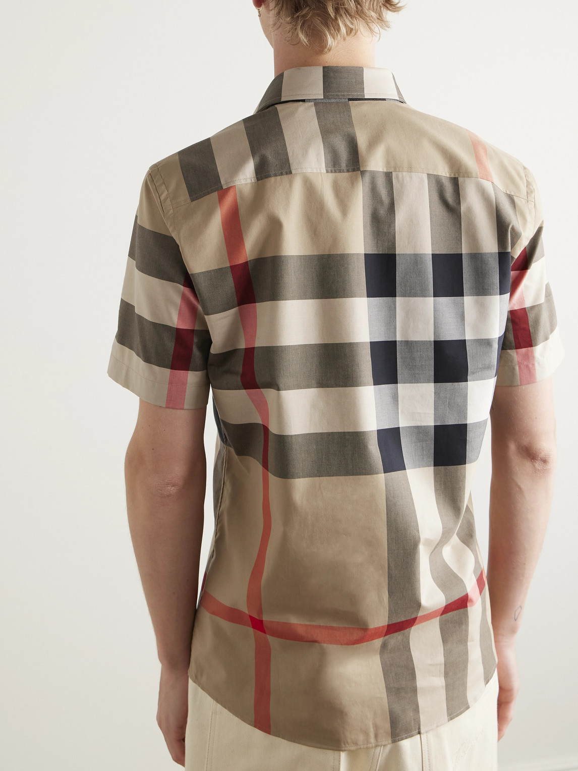 Burberry Men Cotton Shirt With Check Print In Multi